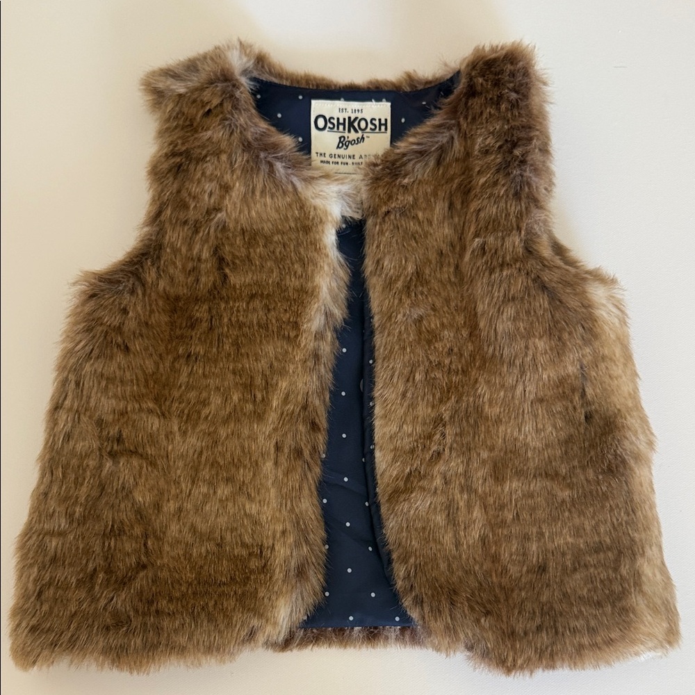 OshKosh B'gosh Brown Faux Fur Vest - Picture 6 of 7